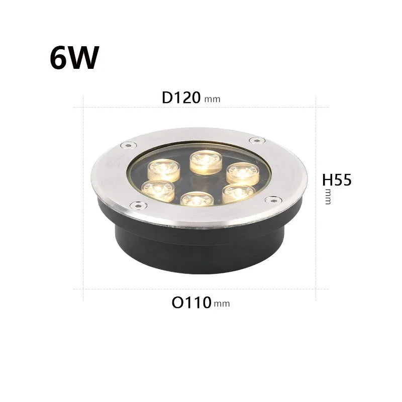 éclairage led souterrain ip67 argent noir moderne 220v 12v 24v encastré extérieur chemin