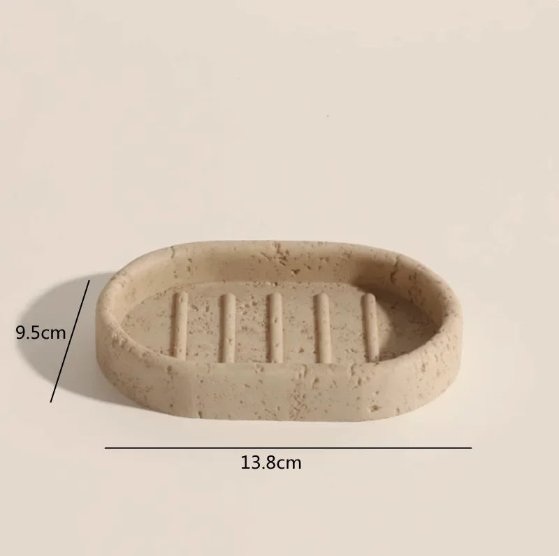 ensemble produits salle bain moderne céramique beige clair porte brosse dents diffuseur parfum distributeur