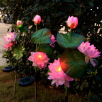 décoration extérieure jardin fleurs artificielles lotus rose blanc LED solaires moderne