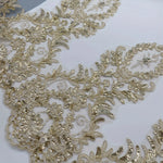 ruban dentelle floral paillettes dorées polyester large 36cm élégant baroque mariage soirée