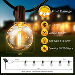 guirlande lumineuse solaire extérieure blanc doré 10m 3000k clips transparent vintage edison