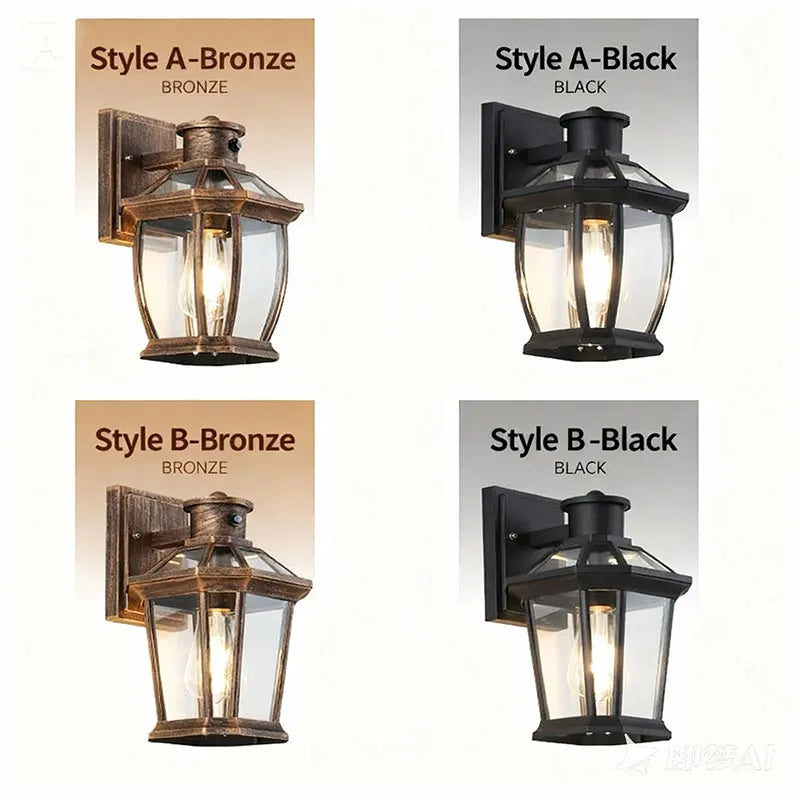 lampe murale extérieure hydrofuge bronze noir verre transparent classique fixations lumière led