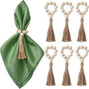 porte serviettes décoratifs bois tassel rustique vert foncé beige clair marron texturé