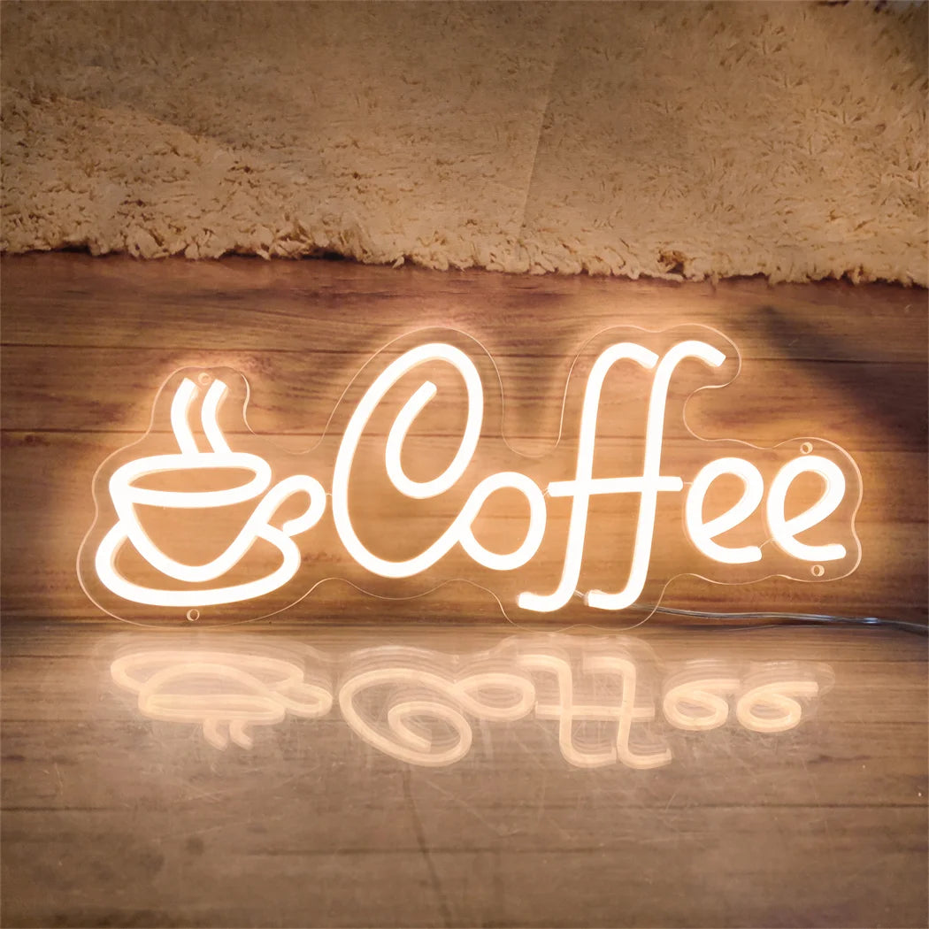 néon lumineux Coffee moderne minimaliste lettrage tasse blanc USB 50000h