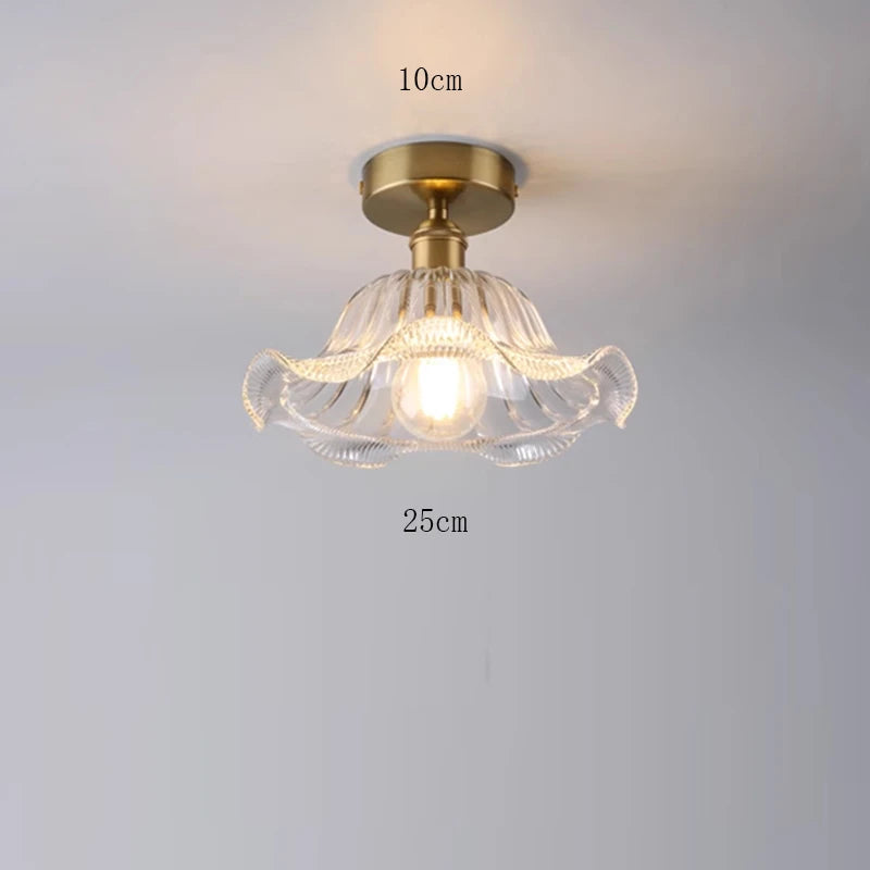 suspension lumineuse vintage transparente motifs floraux vert orange bleu