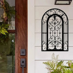 grille fenêtre noire ornements floraux classique métal décoration extérieure patio porte entrée