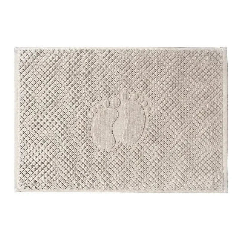 tapis bain coton imprimé pas pied vert gris moderne absorbant 80x50cm
