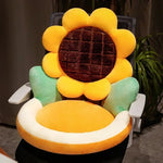 coussin sol fleurs stylisées moderne blanc jaune orange 50x45cm lavableversible