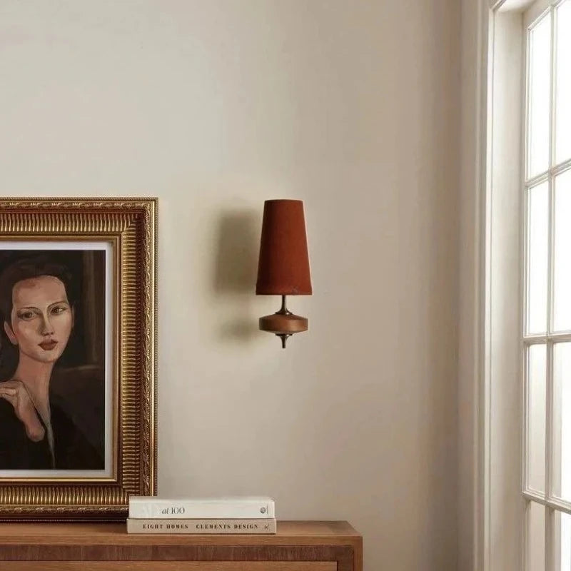 lampe murale led tissu moderne nordique minimaliste marron clair éclairage chambre salon decoration interieur