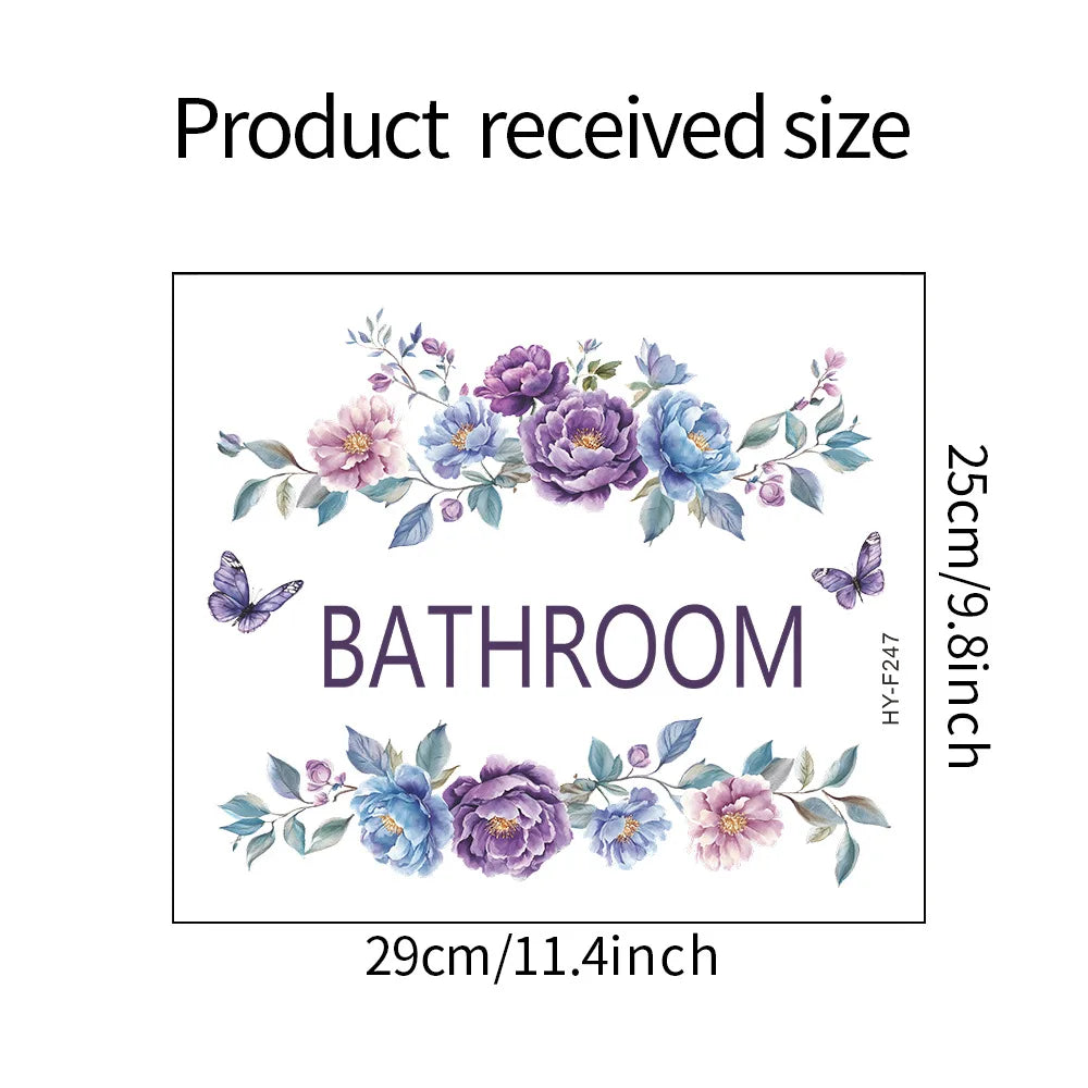 autocollant mural fleurs papillons art floral violet bleu rose vert pvc adhésif salon chambre