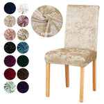housse chaise velours moderne élégante mariage salle manger beige élastique polyester