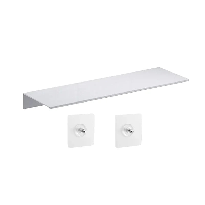 étagère murale adhésive aluminium moderne salle bains accessoires rangement gris lisse sans perçage