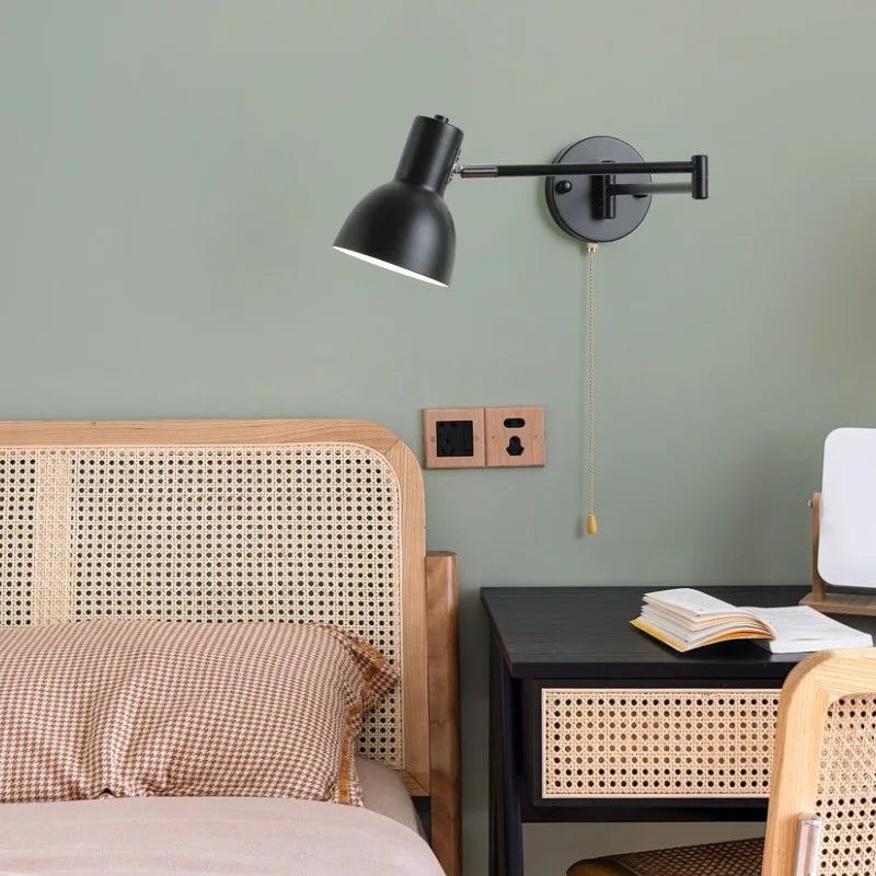 lampe murale articulée chrome plissée éclairage quotidien moderne interrupteur cordonversible