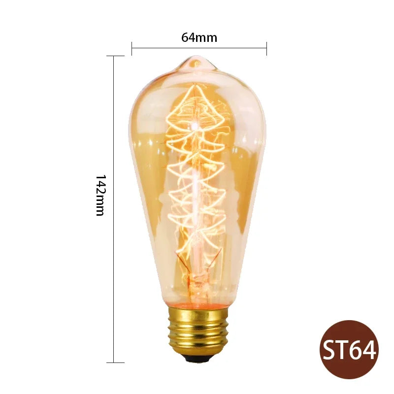 Ampoules Edison vintage filaments spirales dorées transparentes E27 250 lumens 30000h