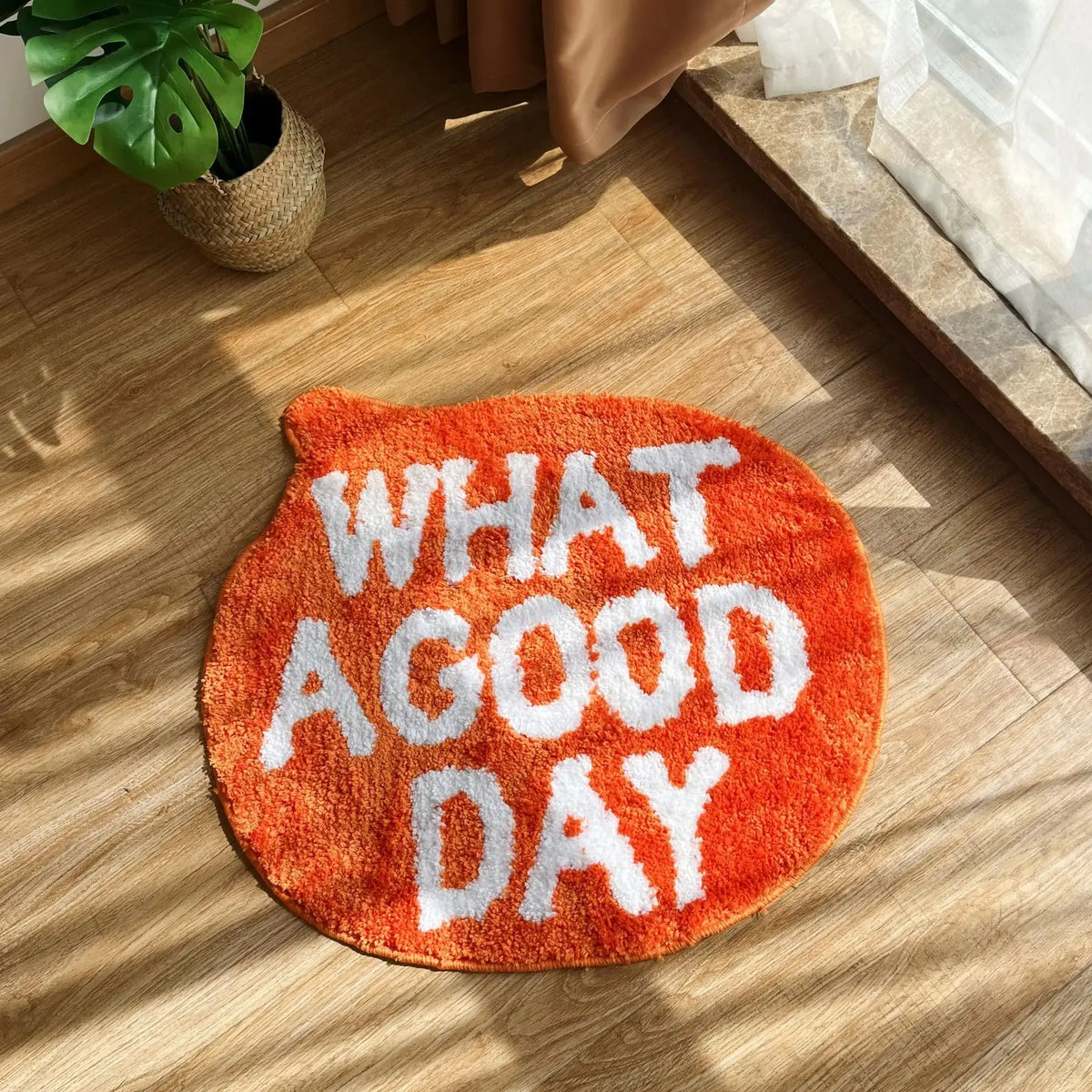 tapis orange blanc motif géométrique moderne texturé WHAT GOOD DAY chambre salon