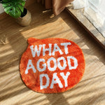 tapis orange blanc motif géométrique moderne texturé WHAT GOOD DAY chambre salon