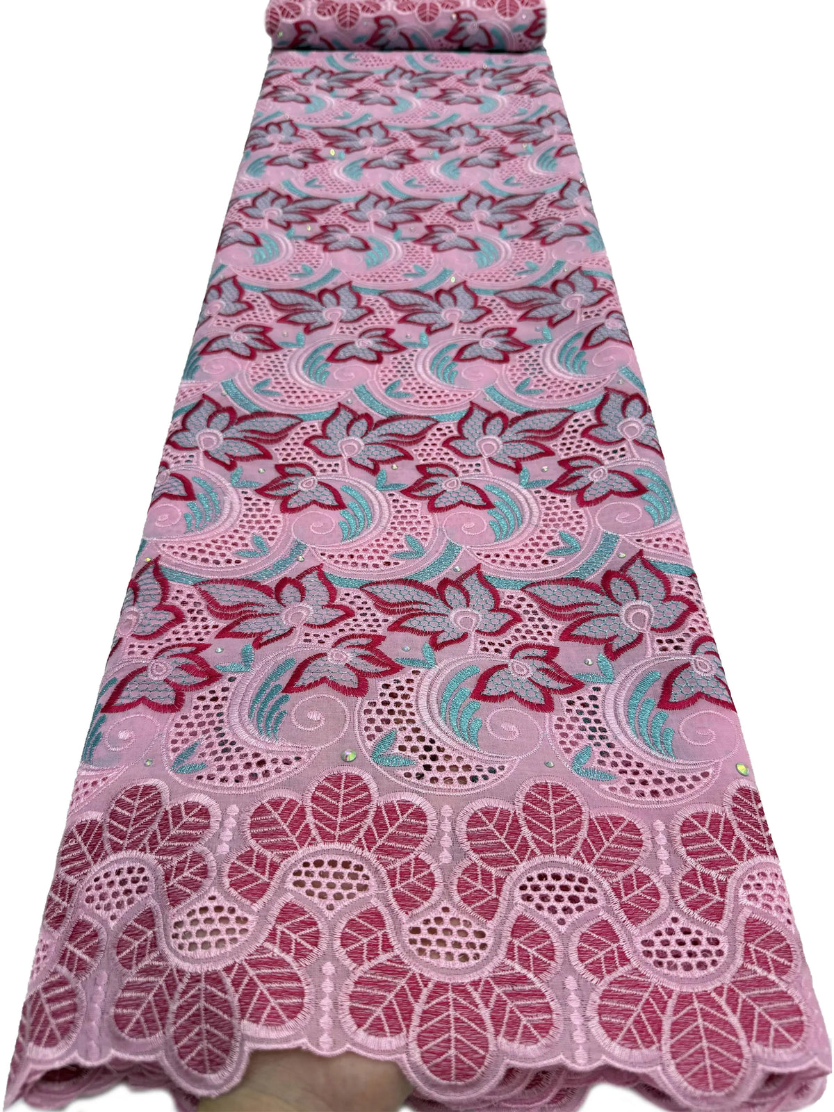 tissu brodé violet bleu rose floral occasion mariage qualité élevée dentelle polyester opaque élégant