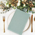 serviettes réutilisables coton jaune bleu clair classiques effilochées clips décoratifs table restaurant maison