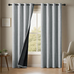 rideau texturé lin gris clair opaque moderne tringle minimaliste chambre salon