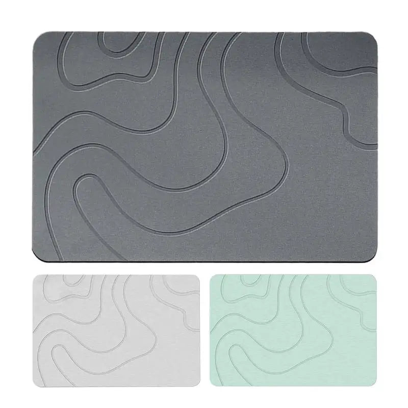 tapis bain gris moderne absorbant rapide securation ondulé vert clair entrée
