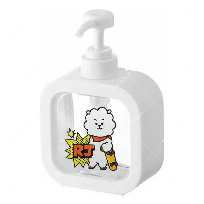distributeur savon liquide pompe plastique rose transparent personnage animé mignon bouteille shampoing mains cadeau