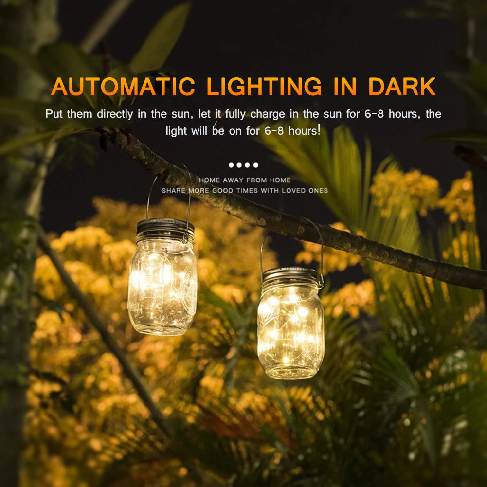 lanterne led solaire transparente jaune guirlande lumineuse fairy lights balcon jardin mariage rustic