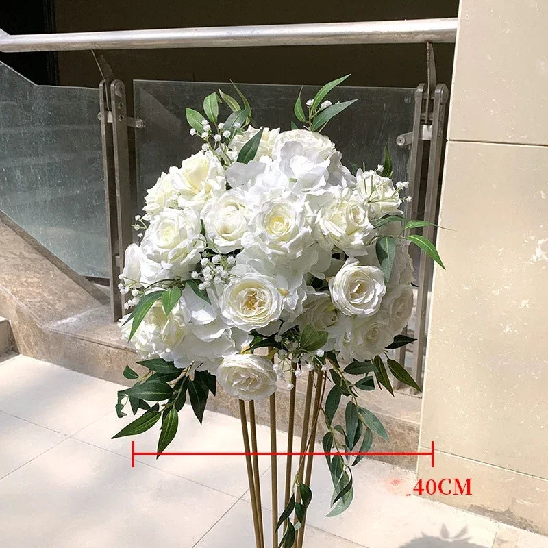 décoration mariage rose blanche soie diamètre 50cm intérieur présentoirs transparents
