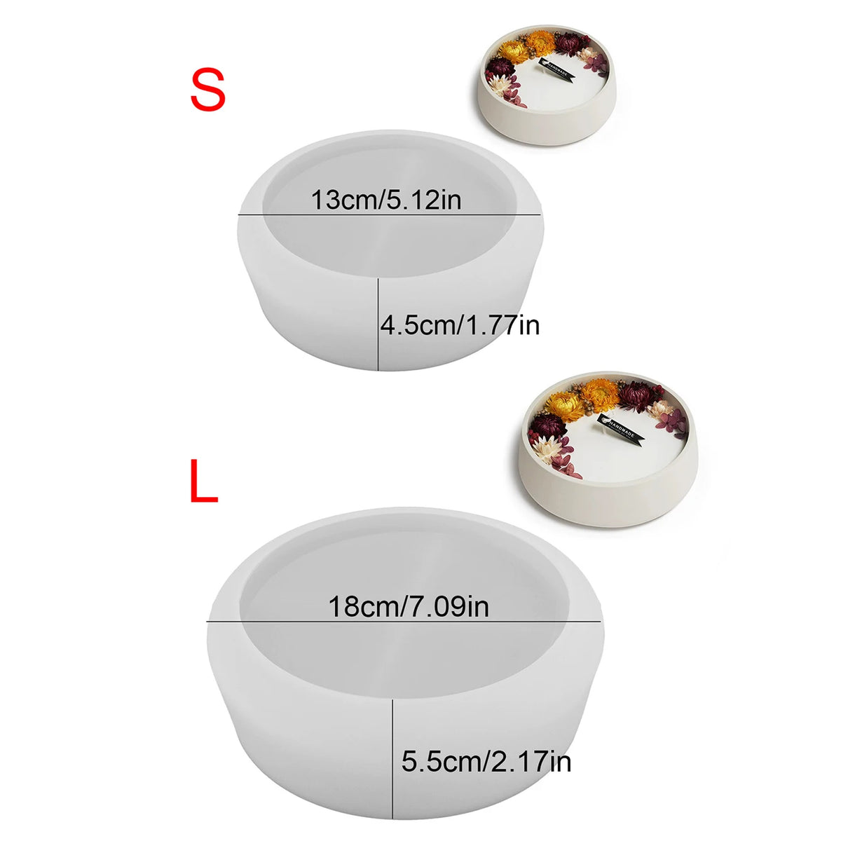 bougie décorative fleurs séchées silicone blanc moderne hand made grande petite
