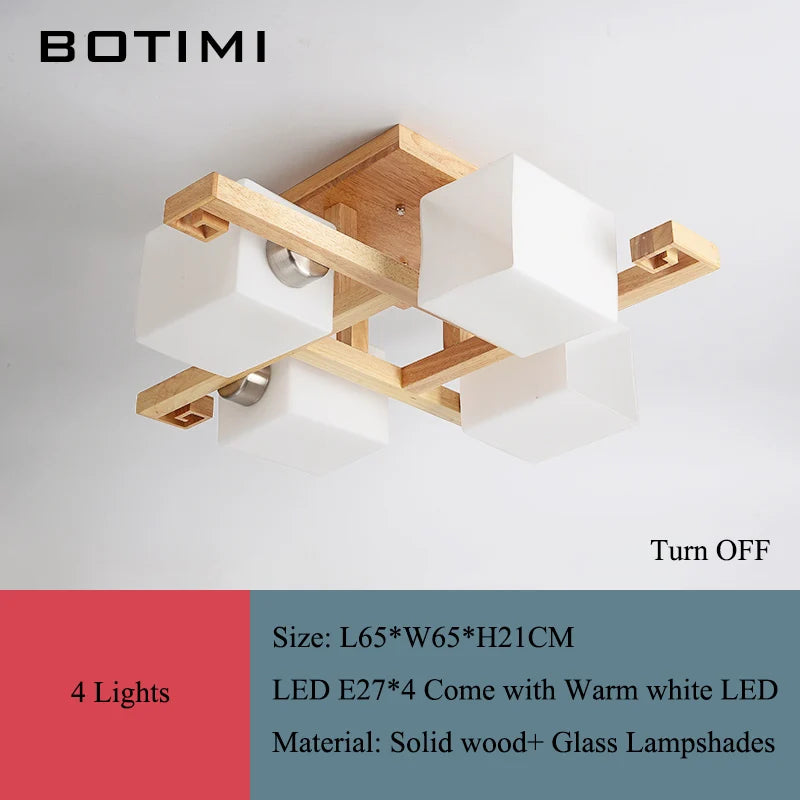 lampe moderne bois verre cubes géométriques blanc doré 10 15 mètres carrés
