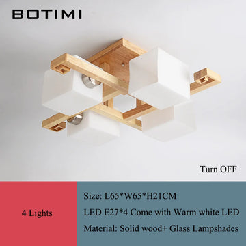 lampe moderne bois verre cubes géométriques blanc doré 10 15 mètres carrés
