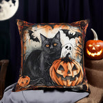 décoration halloween coussin noir orange chauve souris citrouille zip fantôme chambre halloween opacité