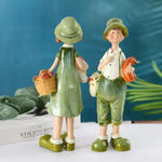 décoration maison figurines fermiers paniers fruits rouges champêtre naïf rusticitéextérieurintérieurornementjardin