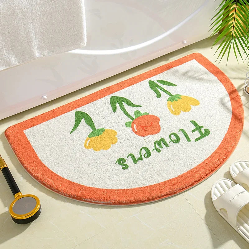 tapis bain floral pastoral absorbant doux antidérapant jaune rouge vert bleu orange blanc enfants
