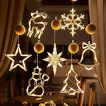 décoration noël guirlande lumineuses étoiles sapins cloches rennes moderne blanc doré