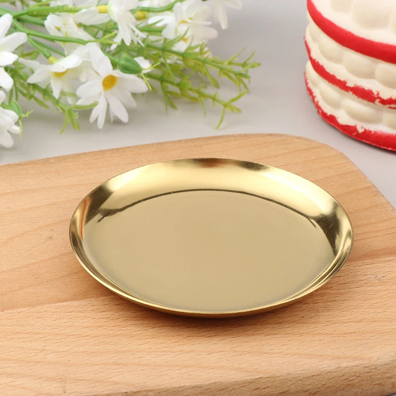 assiettes rangement acier inoxydable or argent modernes bijoux cosmétiques