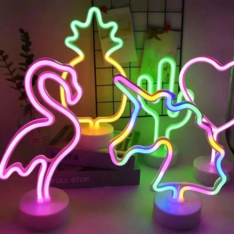 veilleuse néon moderne licorne flamant palmier ananas cœur éclair chambre enfantDecorationNoel