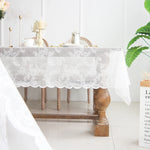nappe dentelle florale table manger réutilisable polyester coton semi transparent beige clair vintage bohèmeextérieur