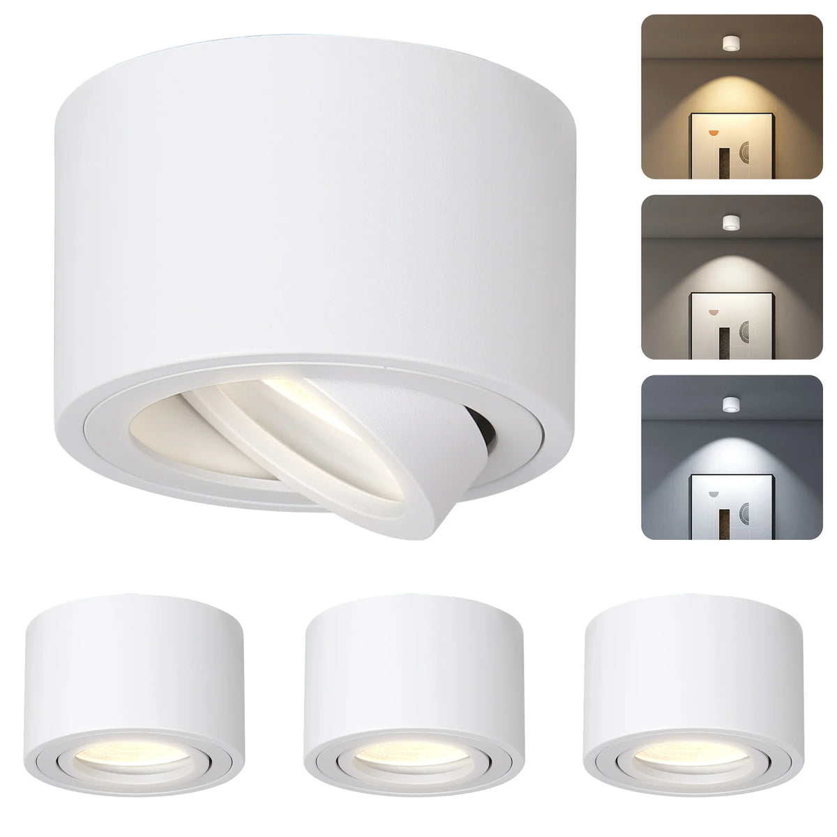 Spot moderne noir réglable led angle 30° autonome vis minimaliste