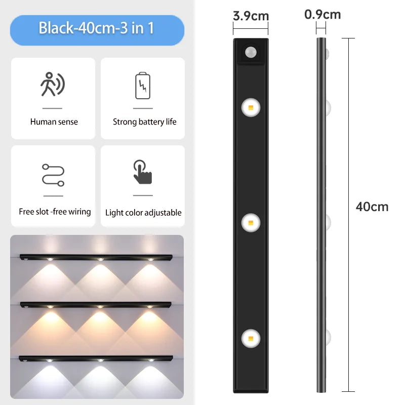 éclairage led sous cabinet blanc triangle moderne clips rechargeable usb