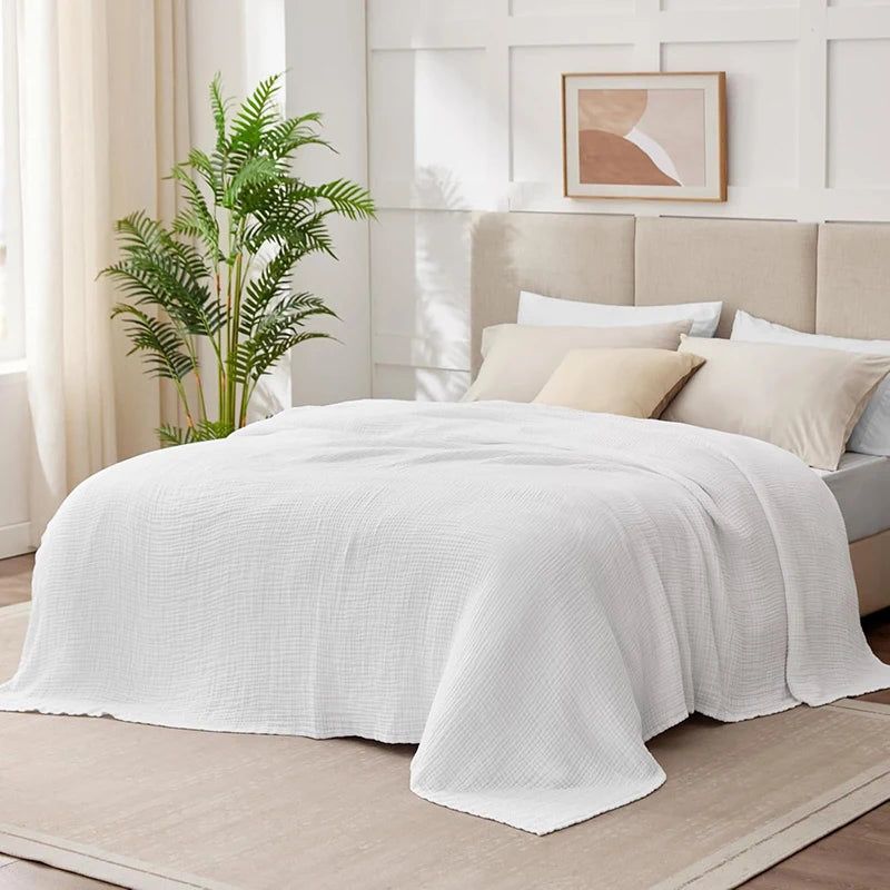 couverture coton blanc 130x150cm gaze mousseline couches douce lit canapé voyage maison
