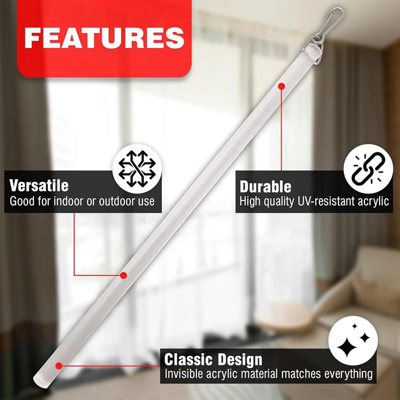 tringles suspension rideaux transparents blancs modernes crochets minimalistes 43cm