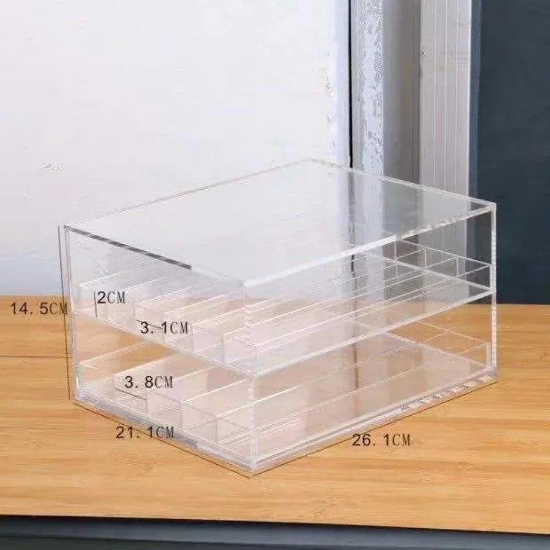 boîte rangement transparente moderne fards paupières blush rouge lèvres poudre cosmétiques minimaliste sans motif