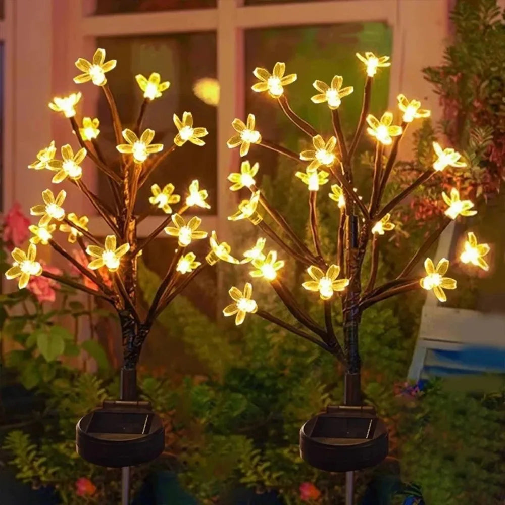 décoration extérieure arbre lumineux fleurs multicolore moderne solaire jardin patio