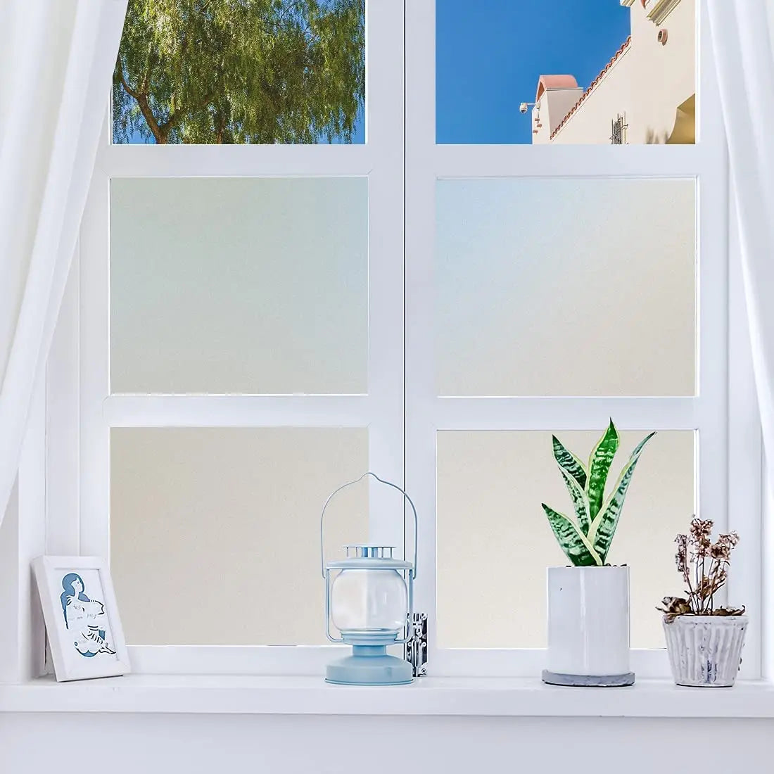 film fenêtre blanc froissé adhésif opaque moderne isolation thermique PVC dimension