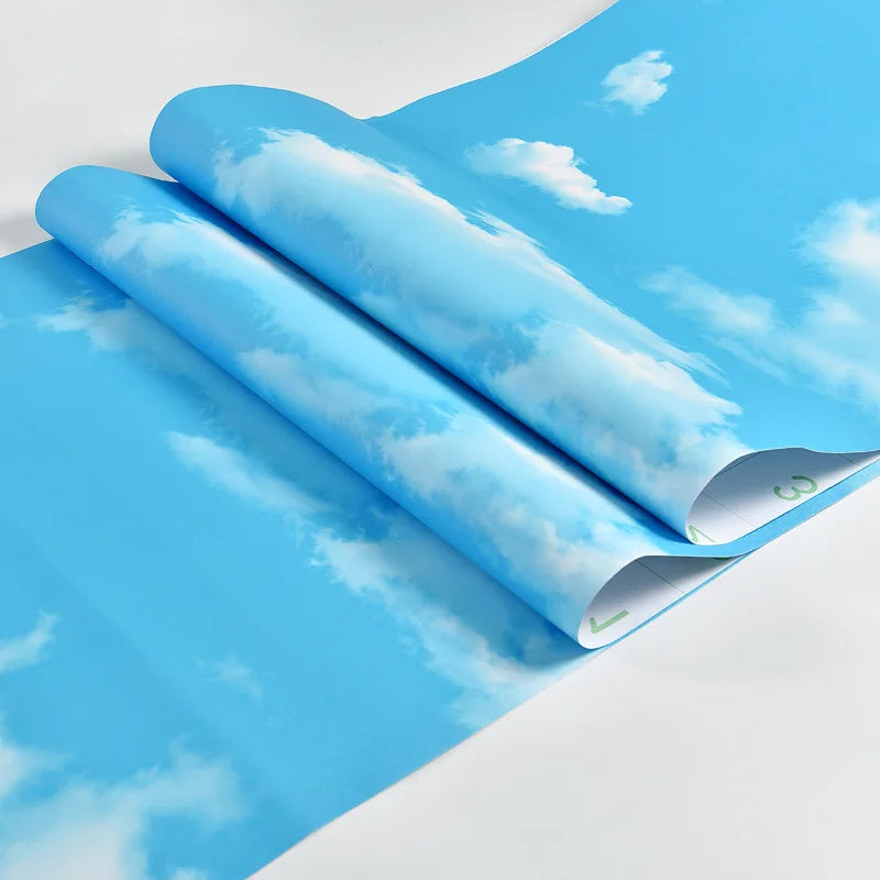 papier peint auto adhésif 3d ciel bleu nuages moderne imperméable résistant humidité isolation thermique