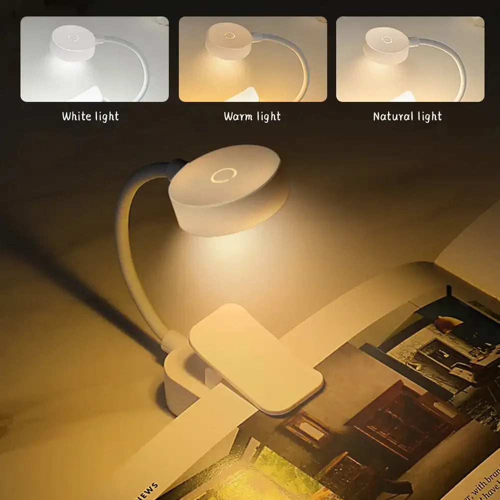 lampe lecture portable led rechargeable blanc moderne clips étudiante veilleuse basse consommation