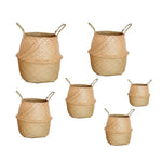 panier pliable tissage paille naturel rustique poignées porte plantes decoration maison