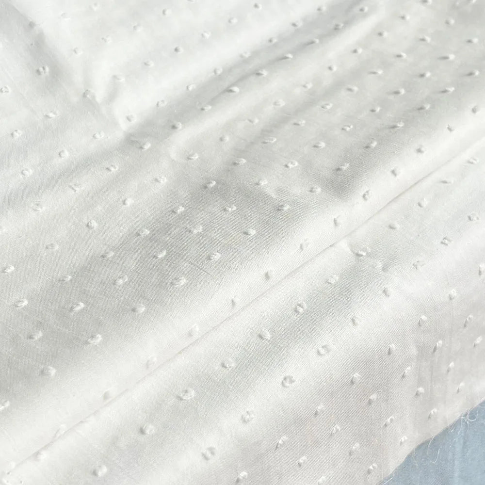 tissu coton noir blanc rose clair motif points rond opacité texturé décoration textile maison