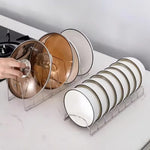 rangement assiettes couvercles casserole acier inoxydable blanc moderne minimaliste drainage auto transparent bois texturé