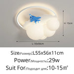 lustres led modernes nuages avions chambre enfants blanc jaune bleu gris